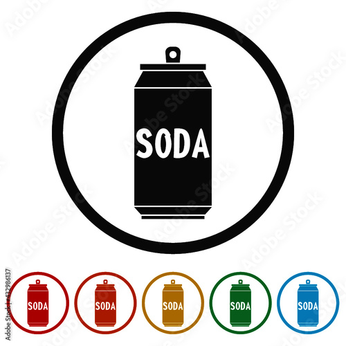 Soda can ring icon isolated on white background color set