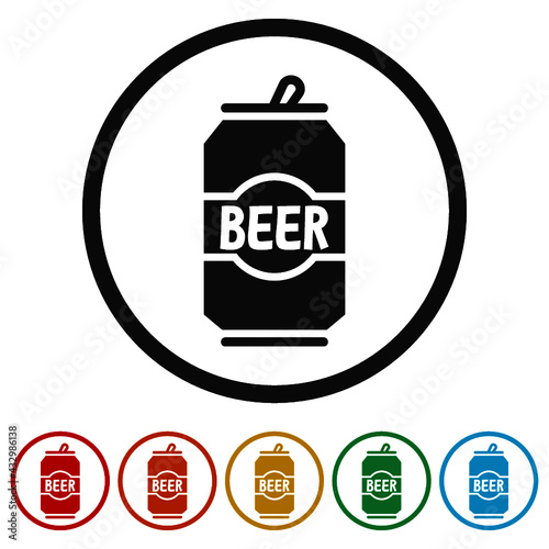 Beer can ring icon isolated on white background color set