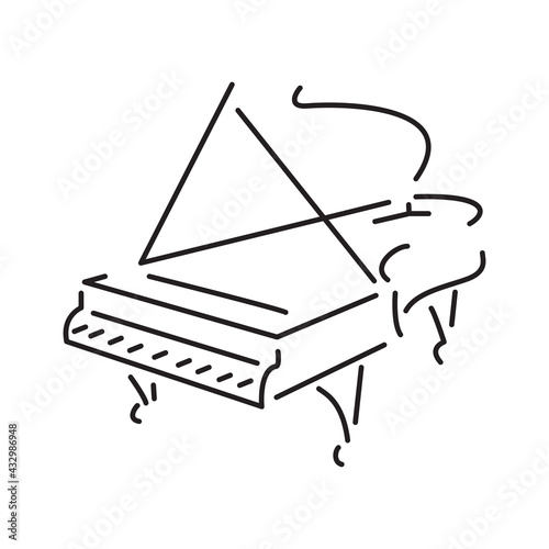 Line Art. Piano. Vector illustration isolated on a white background in EPS10