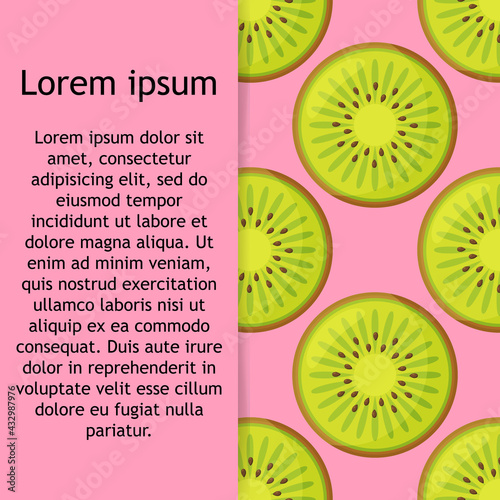Cute pattern with cartoon kiwi and kiwi slices on white background. can be used like pattern for kitchen textile, wrapping paper, greeting cards and party invitations.