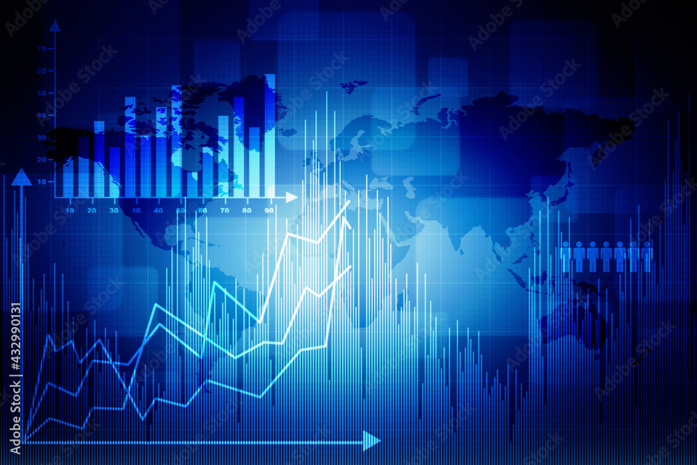 2d rendering Stock market online business concept. business Graph 2d rendering Stock market online business concept. business Graph