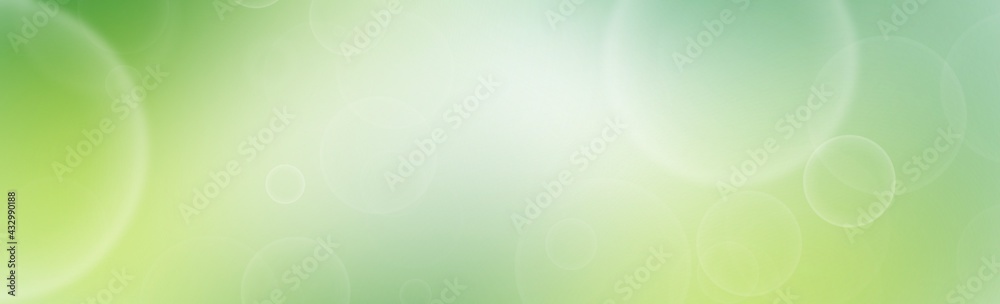 Abstract green background with bokeh and bright light, wallpaper illustration