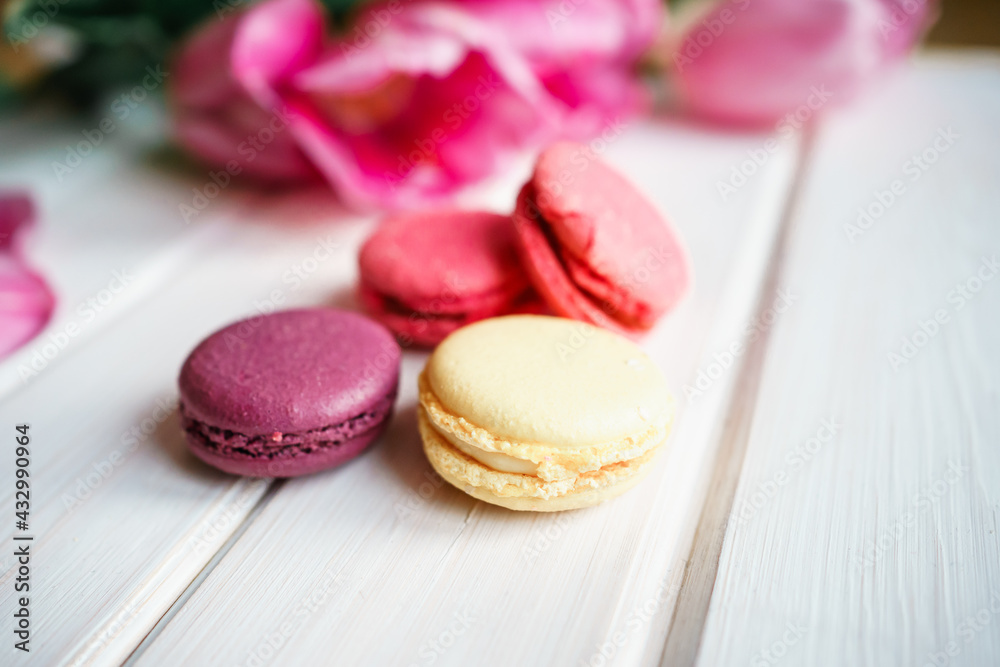 macaroons on a wooden background macaroons on a wooden background