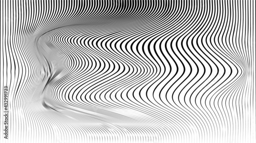 Abstract Black flow Striped Background . Vector
