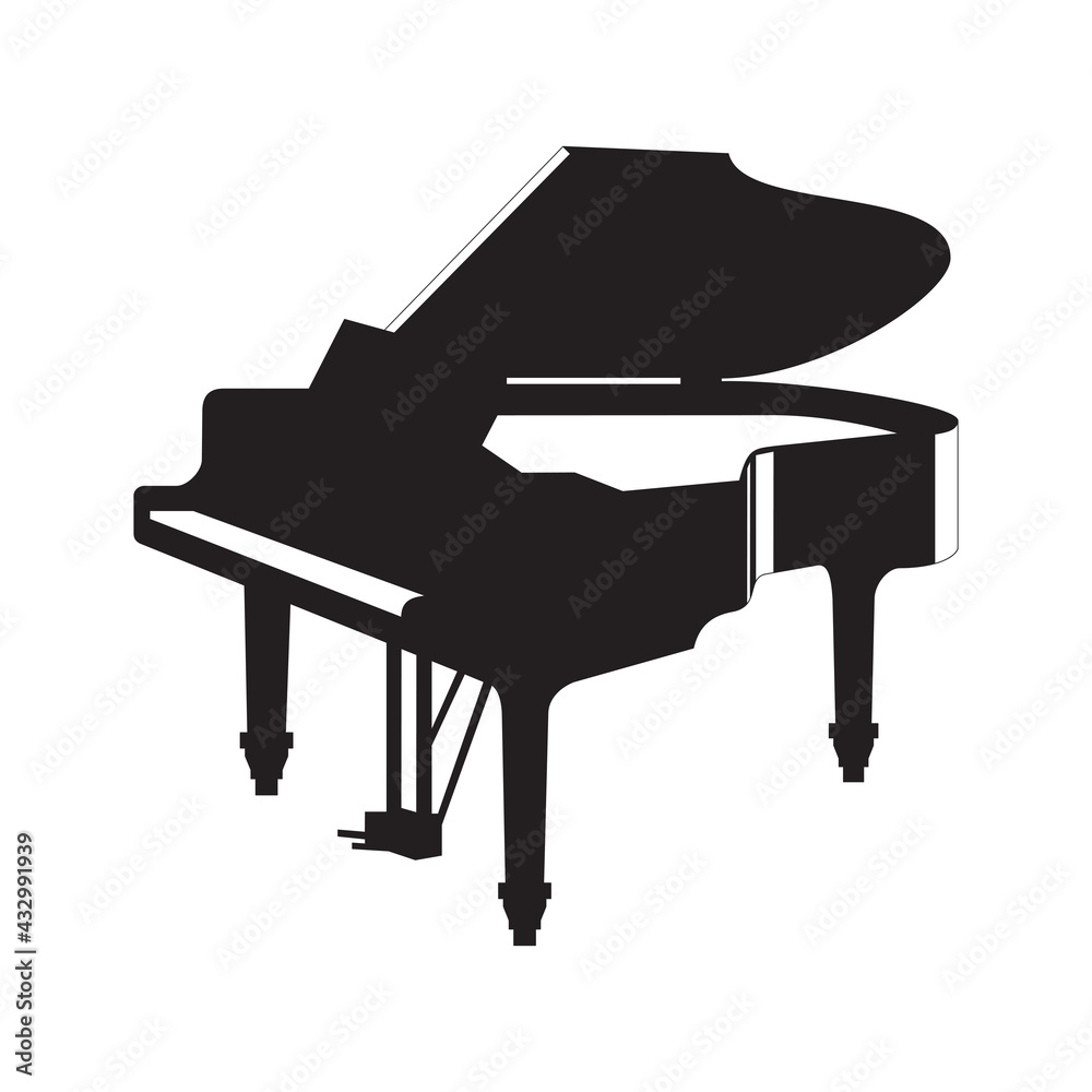 Vector illustration of a grand piano in cartoon style isolated on white background in EPS10 Vector illustration of a grand piano in cartoon style isolated on white background in EPS10