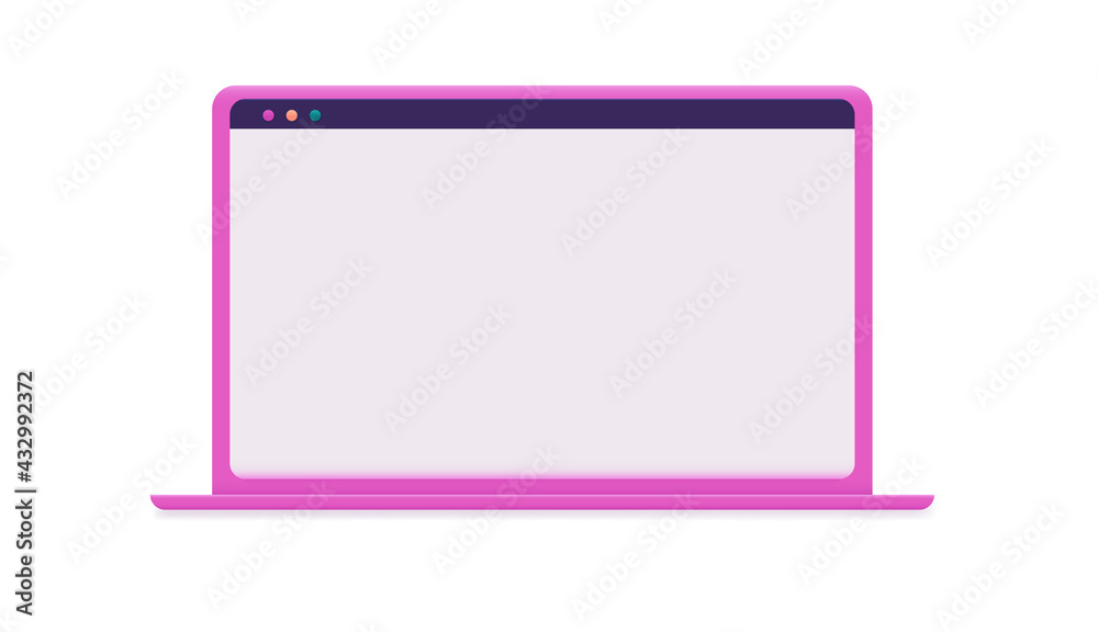 Pink feminine laptop computer on white background. Vector illustration. Pink feminine laptop computer on white background. Vector illustration.