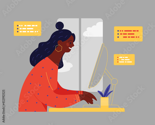 Programmer working on web development on computers. 