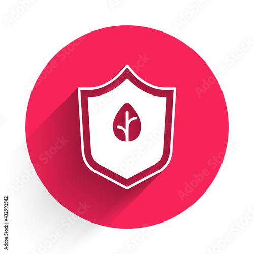 White Vegan food diet icon isolated White background. Organic, bio, eco symbol. Vegan, no meat, lactose free, healthy, fresh and nonviolent food. Red circle button. Vector