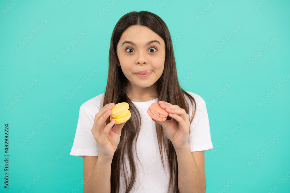 yummy. patisserie biscuits. child with dessert bakery. happy kid hold french macaron. yummy. patisserie biscuits. child with dessert bakery. happy kid hold french macaron.