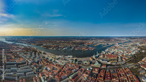 Aerial birds eye image of Gothenburg  Sweden  2021 year  