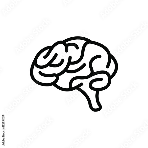 Brain icon or logo, flat vector. 