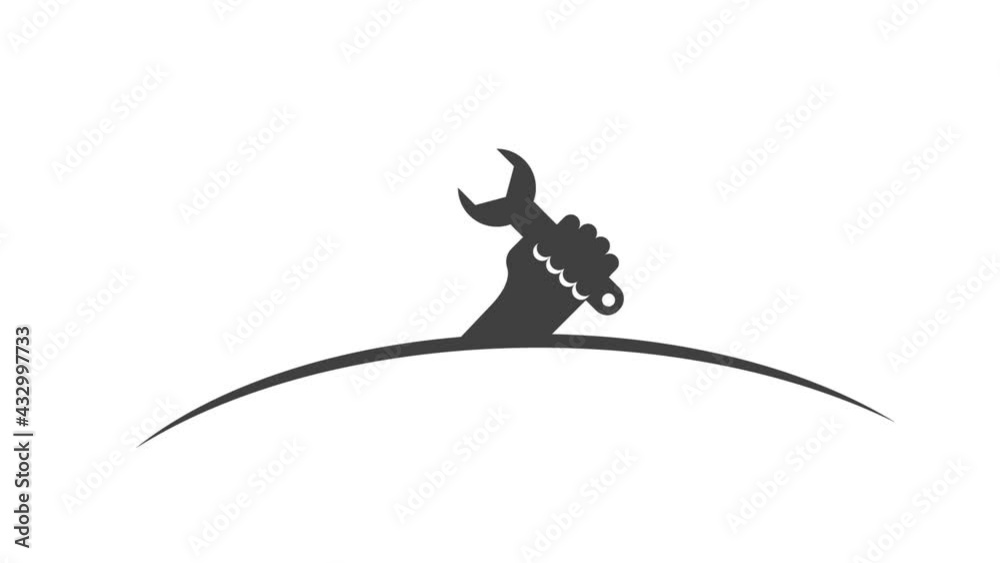 hand with spanner- tool vector animation- service, repair