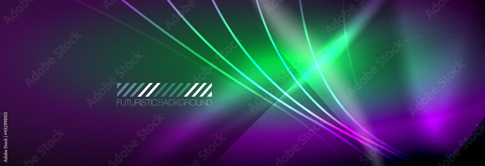 Naklejka premium Neon dynamic beams vector abstract wallpaper background. Wallpaper background, design templates for business or technology presentations, internet posters or web brochure covers
