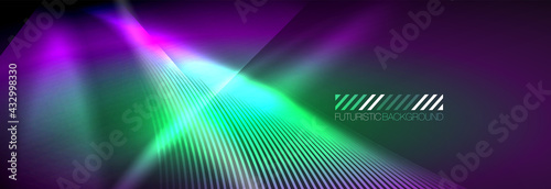 Neon dynamic beams vector abstract wallpaper background. Wallpaper background  design templates for business or technology presentations  internet posters or web brochure covers