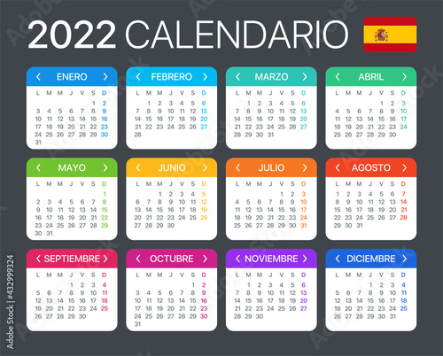 2022 Calendar - vector template graphic illustration - Spanish Version