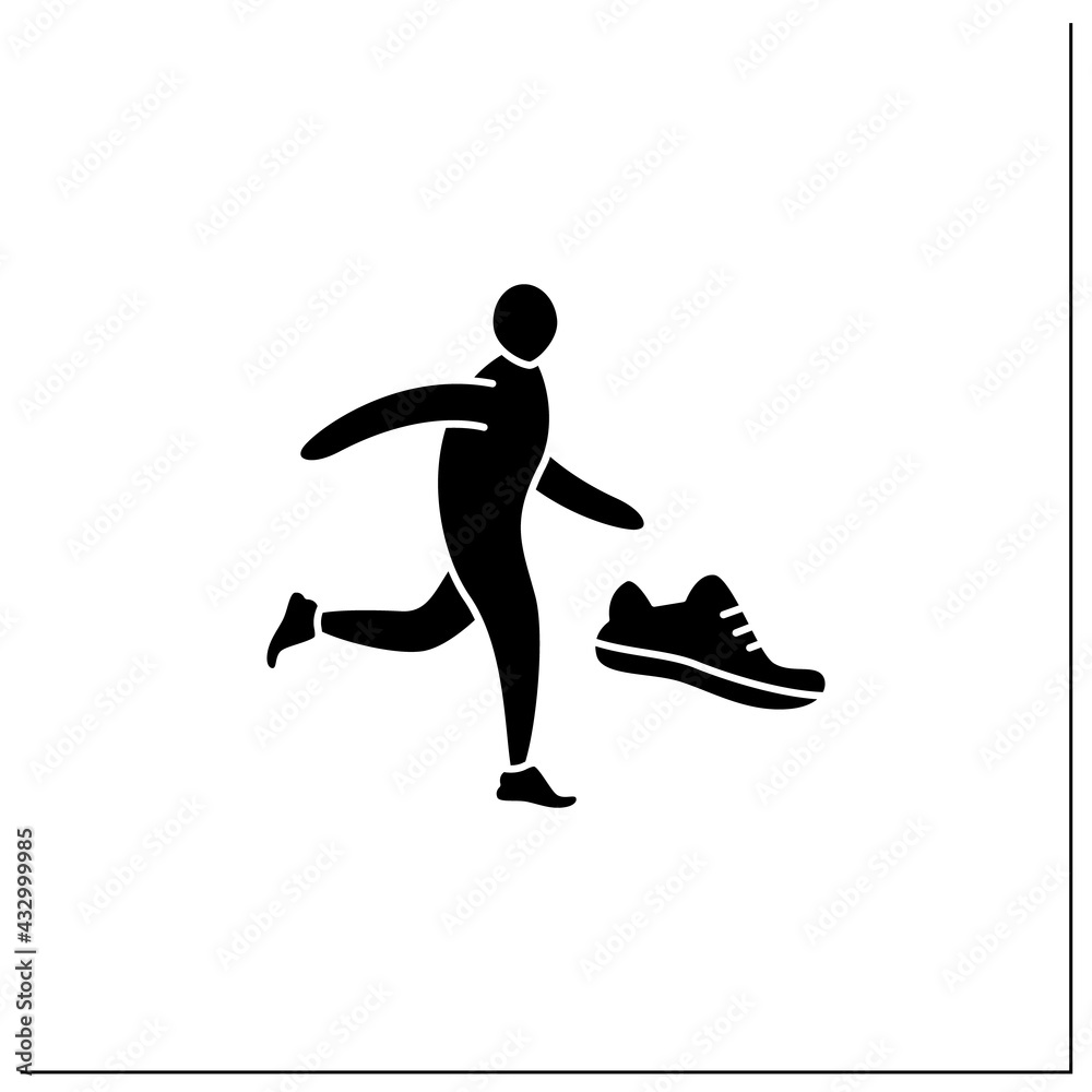 Running glyph icon. Physical exercise. Person run marathons. Individual sport. Athletic competition concept. Filled flat sign. Isolated silhouette vector illustration