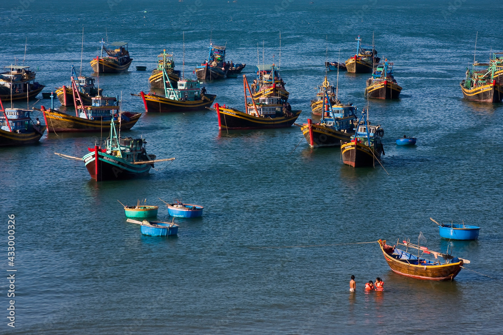 Fishingboasts,bay  of Mui Ne, Vietnam,asia