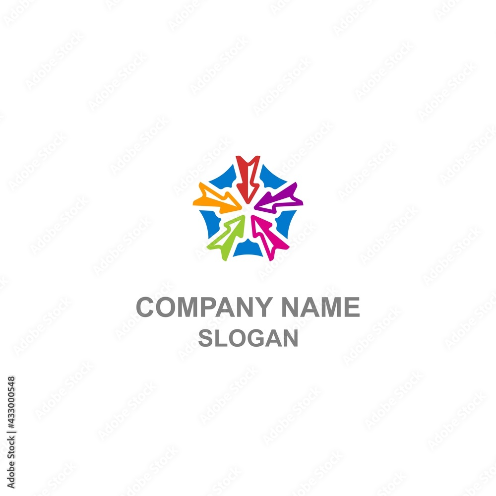 Convergent arrow logo, abstract colorful mathematics symbol in unique shape. Convergent arrow logo, abstract colorful mathematics symbol in unique shape.