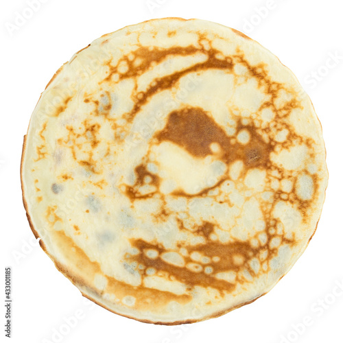 Homemade pancake isolated on white background