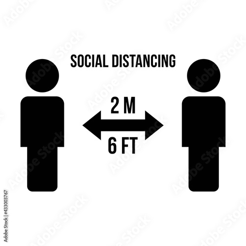 Social distancing icon vector symbol of keep safe distance sign in a glyph pictogram illustration