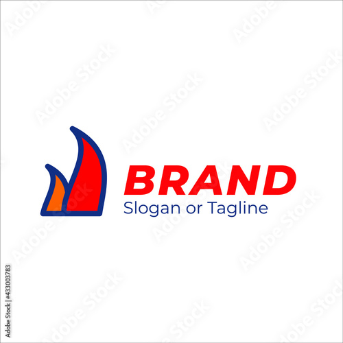 Logo template vector with 2 object colored red and orange