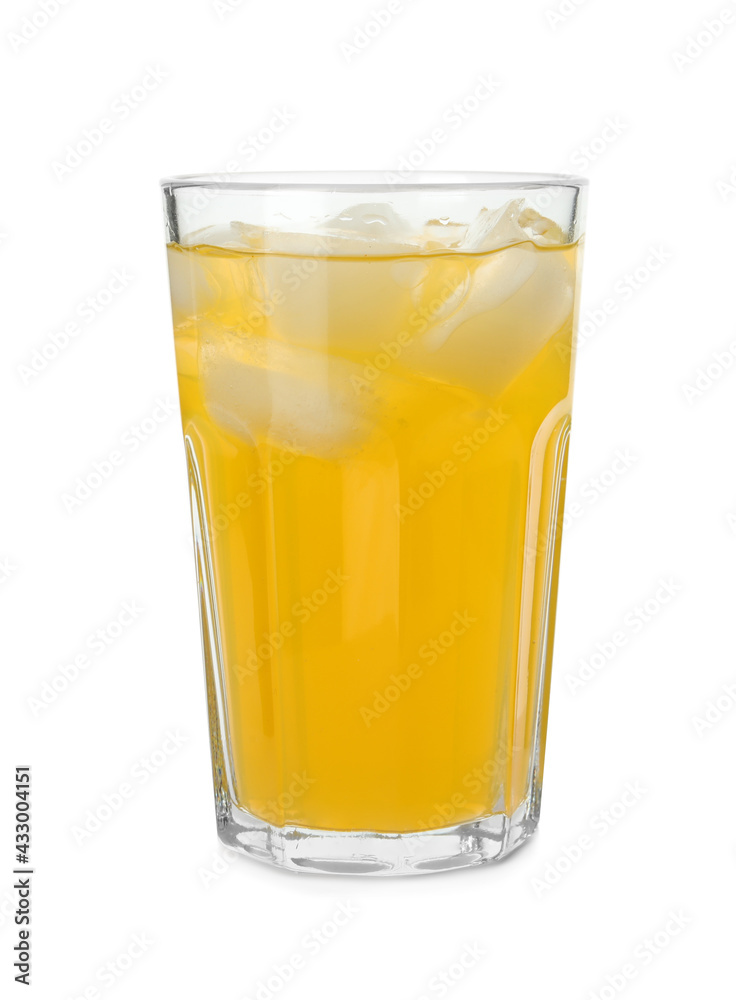 Delicious orange soda water on white background Delicious orange soda water on white background