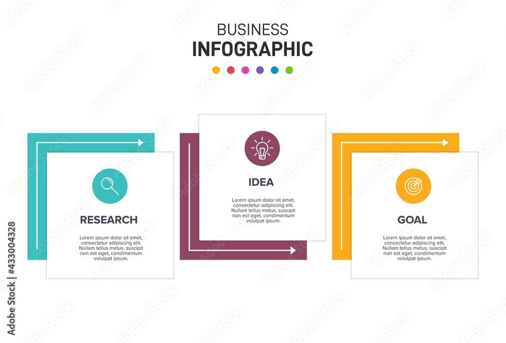 Concept of arrow business model with 3 successive steps. Three colorful graphic elements. Timeline design for brochure, presentation. Infographic design layout. Concept of arrow business model with 3 successive steps. Three colorful graphic elements. Timeline design for brochure, presentation. Infographic design layout.