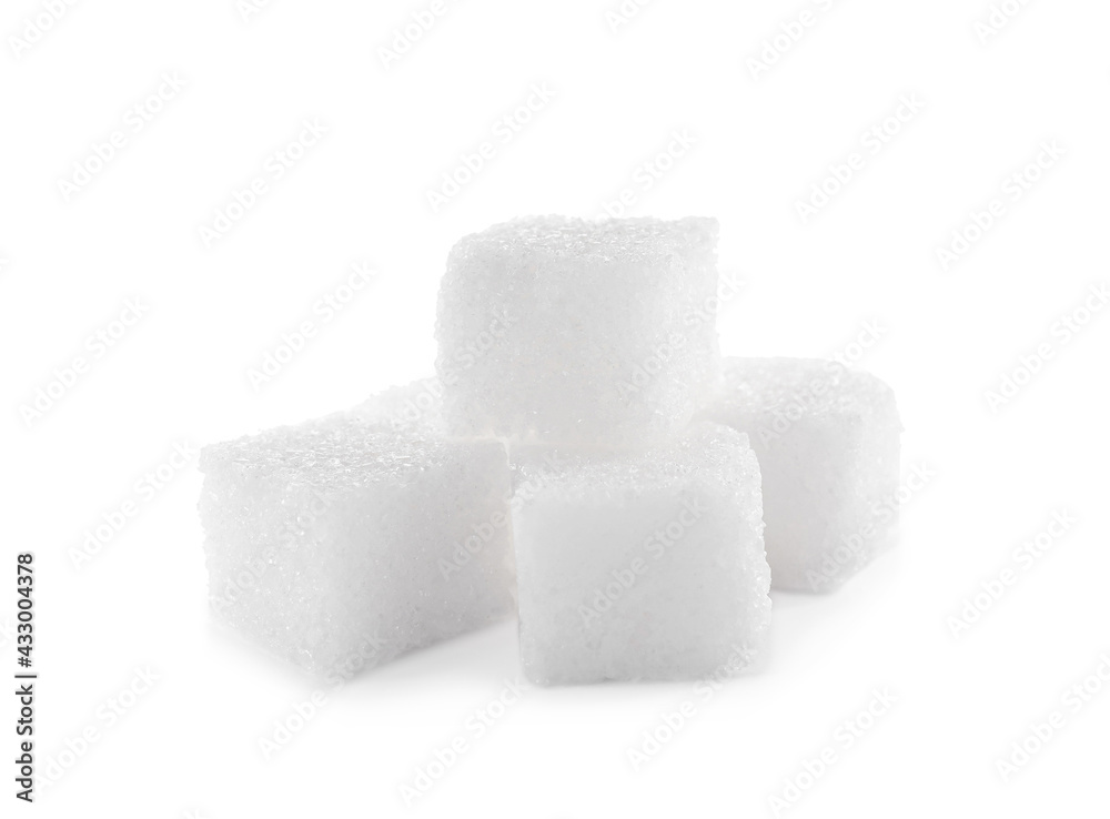 Pile of sugar cubes on white background Pile of sugar cubes on white background