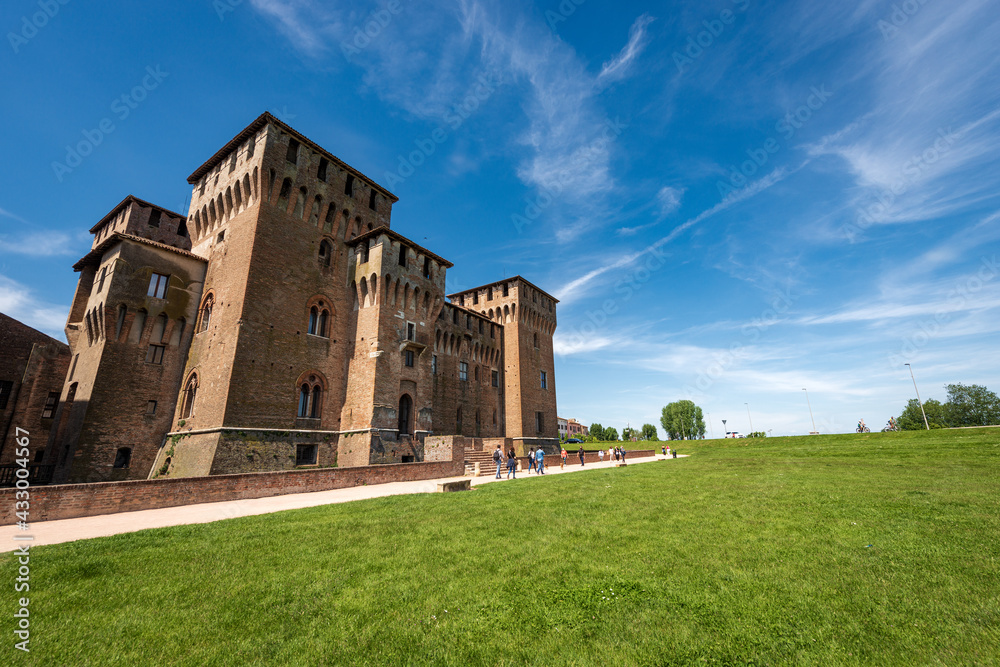 The medieval Castle of Saint George (Castello di San Giorgio, 1395-1406) in Mantua downtown (Mantova), part of the Palazzo Ducale or Gonzaga Royal Palace. Lombardy, Italy, southern Europe.