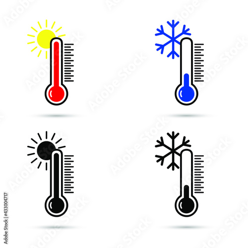 Temperature vector icon cet. hot and cold climate illustration sign collection. thermometer symbol.