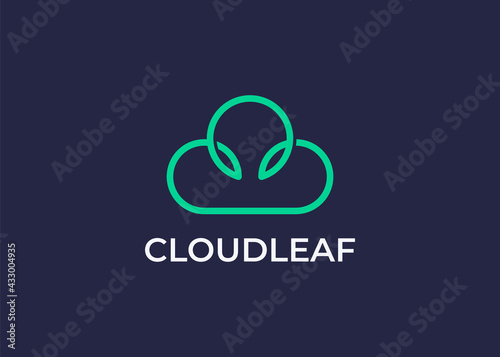 cloud computing and storage vector logo technology design template new app image concept element
cloud with leaf or leaves logo