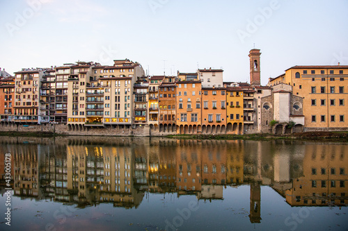 Houses along the Arno River  in Florence  Italy