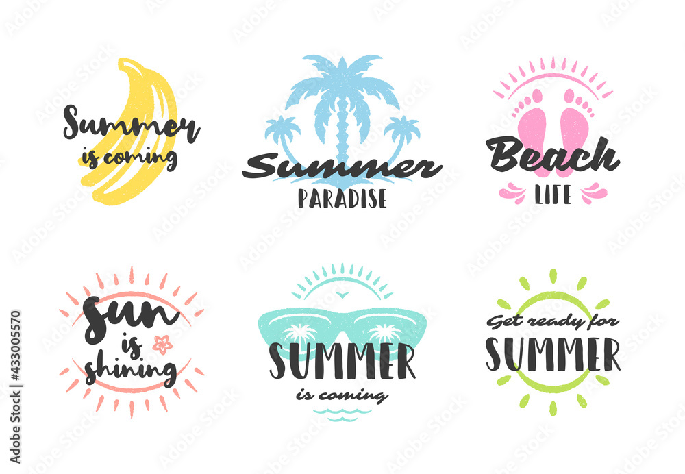 Summer holidays typography inspirational quotes design for posters or apparels set Summer holidays typography inspirational quotes design for posters or apparels set