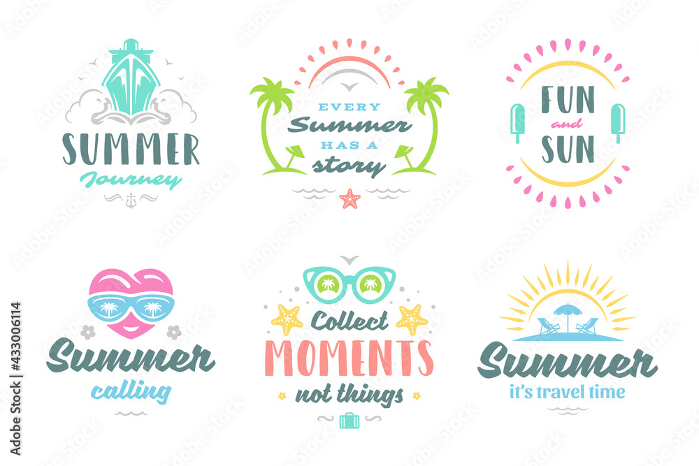 Fototapeta premium Summer holidays typography inspirational quotes or sayings design