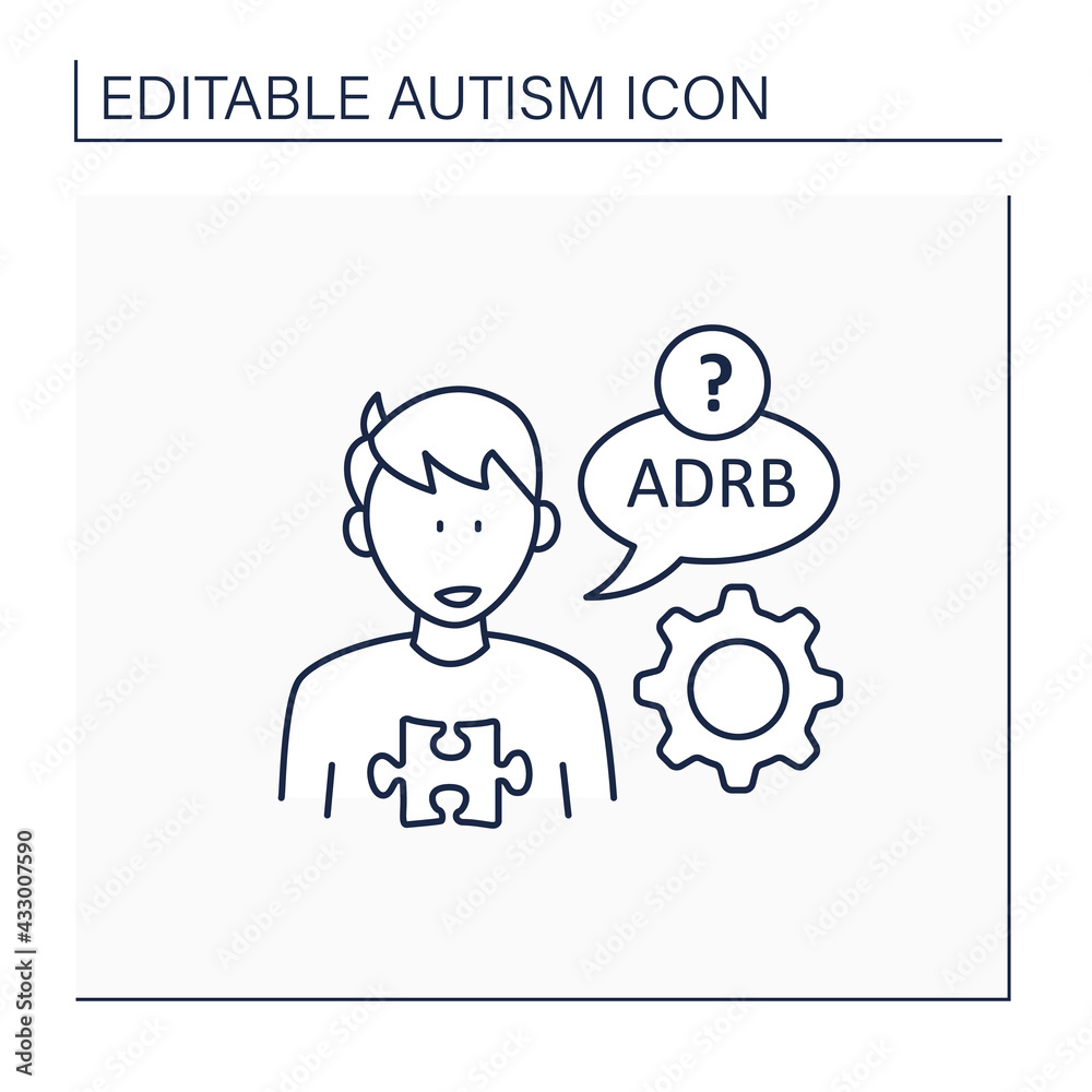 Neurodevelopmental disorder line icon.Using odd words, phrasses. Atypical speech. Difficult word-construction. Autism spectrum disorder concept.Isolated vector illustration.Editable stroke Neurodevelopmental disorder line icon.Using odd words, phrasses. Atypical speech. Difficult word-construction. Autism spectrum disorder concept.Isolated vector illustration.Editable stroke