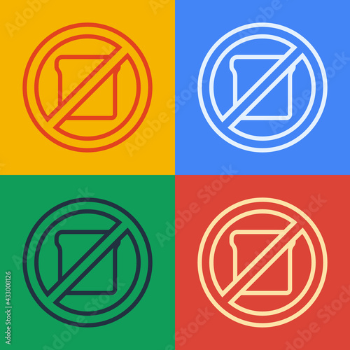 Pop art line Gluten free grain icon isolated Pop art line background. No wheat sign. Food intolerance symbols. Vector