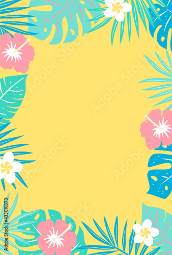 vector background with tropical plants for banners, cards, flyers, social media wallpapers, etc.