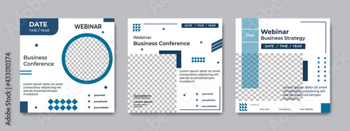 Set of minimalist social media post template. Suitable for webinars, seminars, marketing, flyer and other events. Vector graphics modern background.