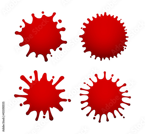 Red blood splash shape vector illustration set