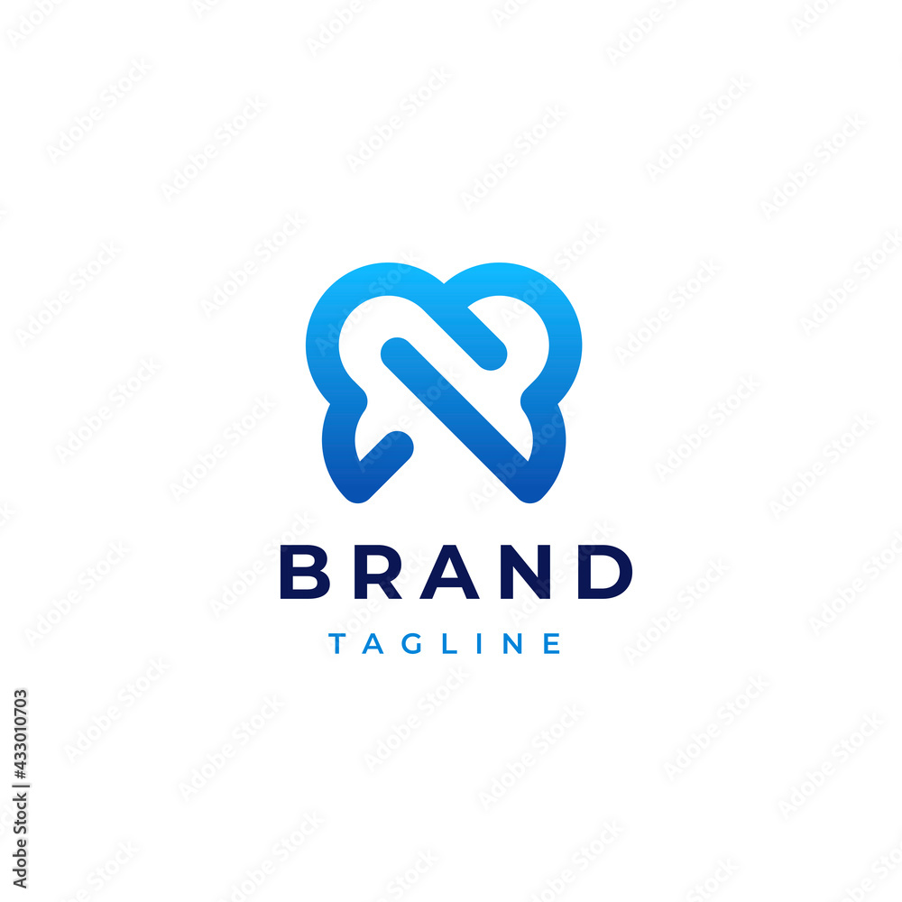 Obraz premium Modern minimalistic dentist logo design template. Line tooth creative symbol. Dental clinic vector sign icon.