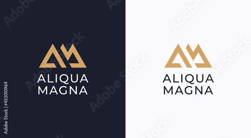 AM. Monogram of Two letters AM. Luxury, simple, minimal and elegant A and M logo design. Vector illustration template.
 photo