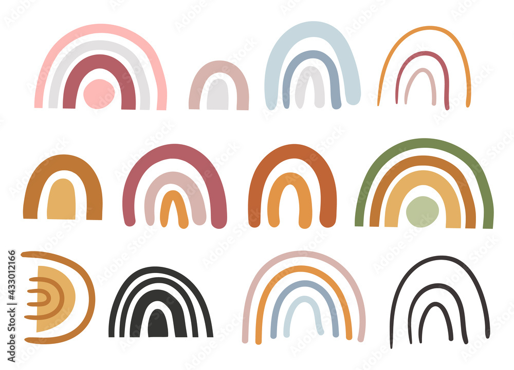 Spring boho pastel colored rainbow clipart set Spring boho pastel colored rainbow clipart set