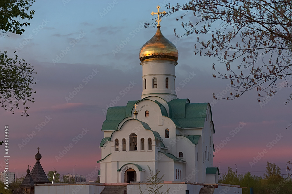 the orthodox temple against the background of the evening sky the orthodox temple against the background of the evening sky