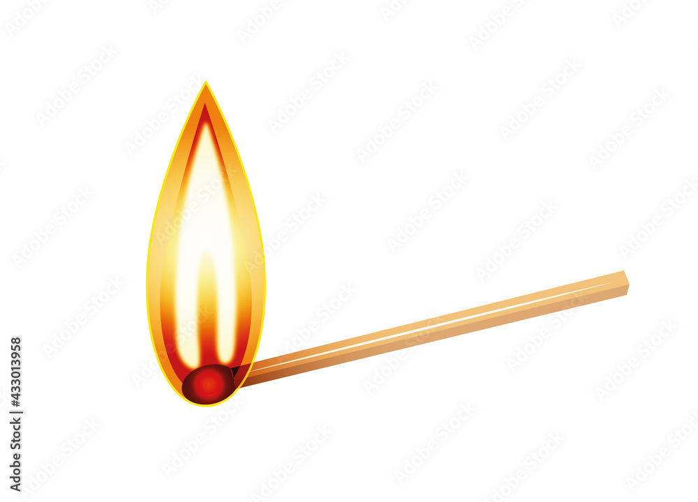 entzündetes Streichholz leuchtend warme Flamme entzündetes Streichholz leuchtend warme Flamme