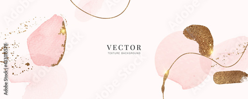 minimal background in pink water color and golden texture