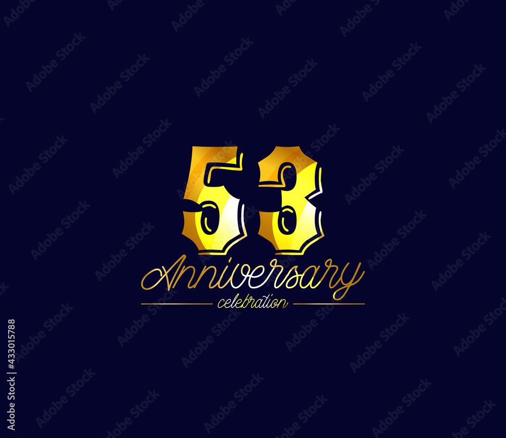 Fototapeta premium Creative Gold Colors Design Alphabet, Celebration 53 Year Anniversary, Banners, Posters, Card Material, for this
