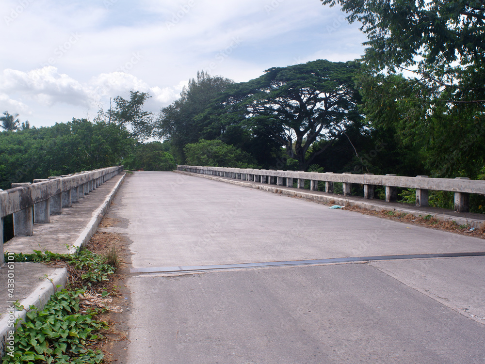 Affordable and cheap short-span concrete river bridge in the Philippine countryside.
