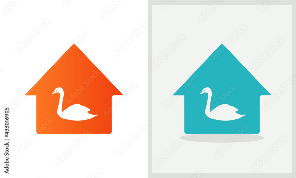 Swan House logo design. Home logo with Swan concept vector. Swan and