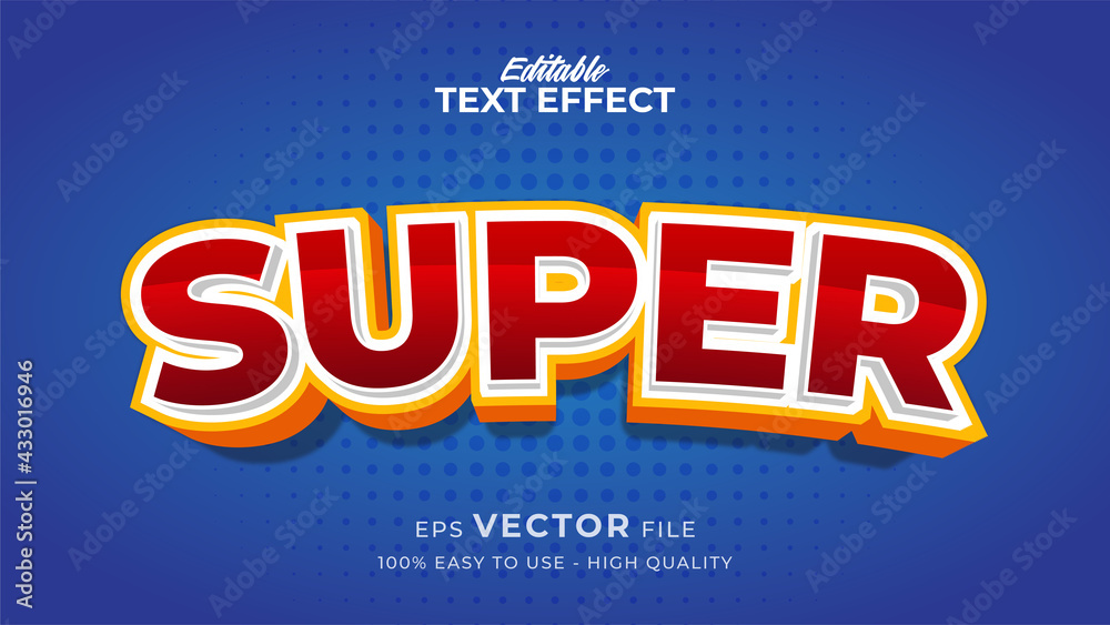 Editable text style effect - super red text style theme