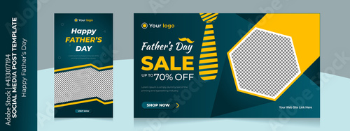 creative father's day sale social media post template Online fashion business offer promotion banner	